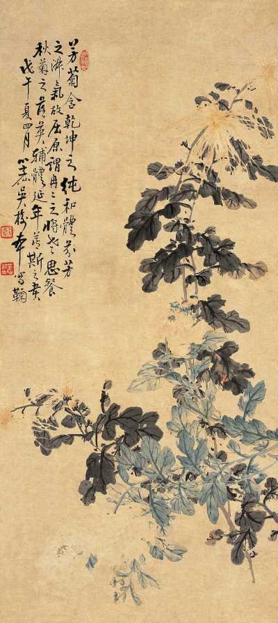 吴笠仙 戊午（1918年）作 花卉 立轴
